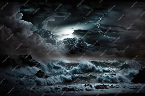 Premium AI Image | The ocean is in turmoil as a violent storm unleashes