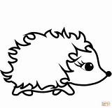 Hedgehog Coloring Cute Cartoon Printable Drawing sketch template