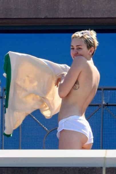 Miley Cyrus Only White Shorts On The Hotel Balcony In Sydney