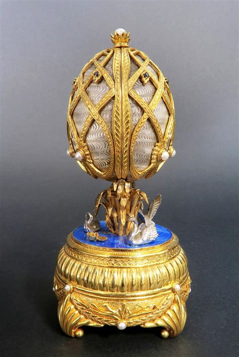 Faberge Swan Lake Imperial Jeweled Musical Egg