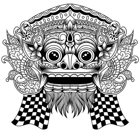 Barong Balinese Mask Vector Illustration 7717801 Vector Art At Vecteezy
