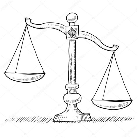 Unbalanced Scales Of Justice Sketch ⬇ Vector Image By © Lhfgraphics