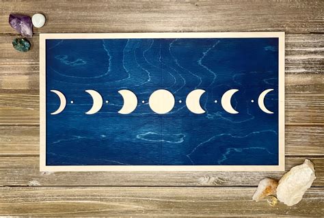 Phases Of The Moon Art Piece Wooden Moon Phase Art Bohemian Home