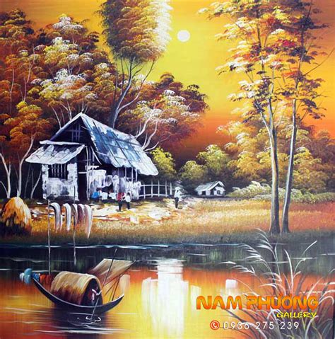 Tranh Phong Cảnh Nông Thôn Tsd343 Siêu Thị Tranh Sơn Dầu【 1 Hcm】vẽ