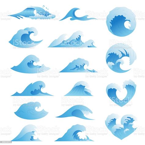 Ocean Waves Collection Sea Storm Wave Isolated Waves Water Elements Set