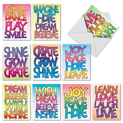 10 Inspirational Thank You Cards 4 X 512 Inch Colorful Greeting