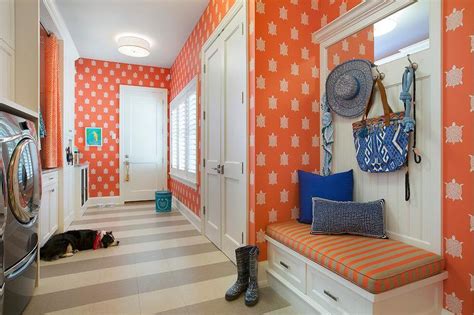 Orange Laundry Room And Mudroom Combo Contemporary Laundry Room