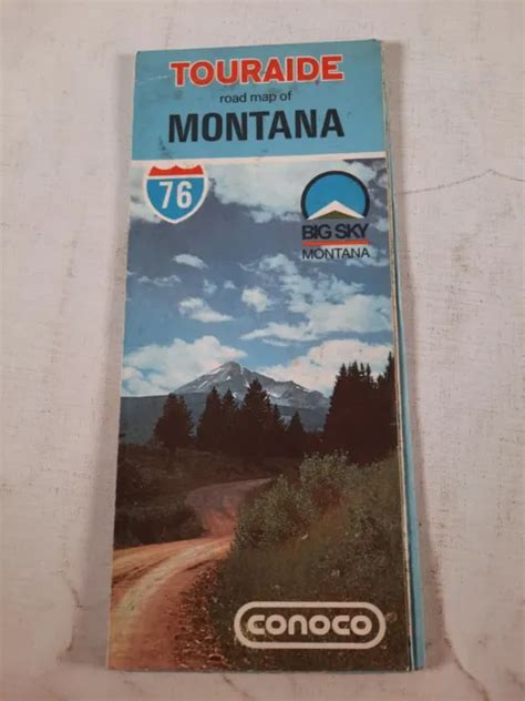 Vintage Touraide Road Map Of Montana Road Map Conoco 2300 Picclick