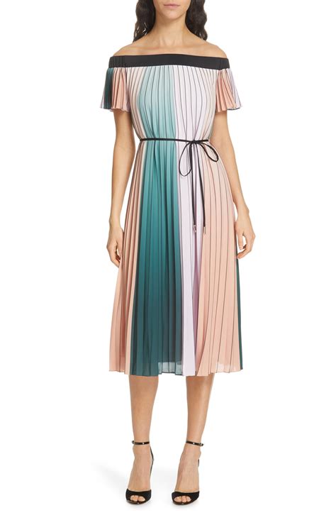 Ted Baker Fernee Pleated Color Block Dress In Lilac Modesens