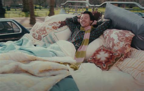 Harry Styles Takes A Trip On A Giant Bed In New Late Night Talking Video