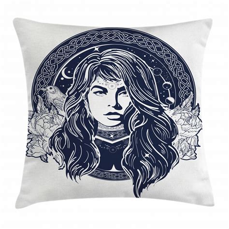 Ethnic Throw Pillow Cushion Cover Ethnic Woman Portrait With Occult