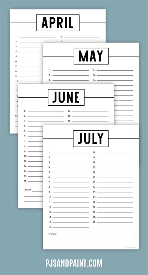 Printable Perpetual Calendar Free