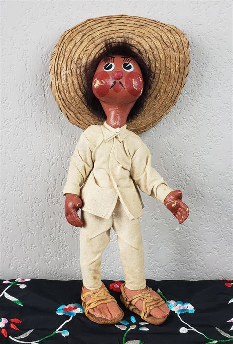 12 Inches Tall Mexican Folk Art Doll Vintage Mexican Man Etsy