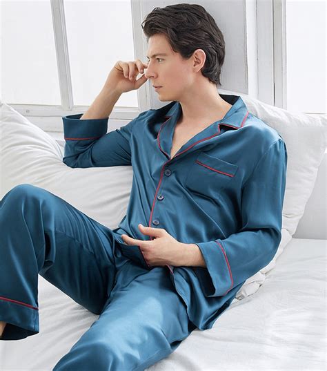 Mens Silk Pajamas Set Silk Sleeping Wear Set For Mens 19mm Mulberry