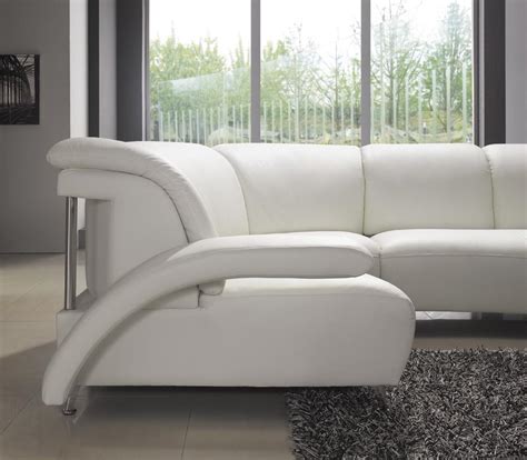 Modern White Leather Sectional Sofa Black Design Co