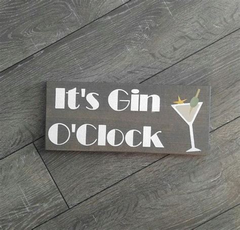 Its Gin O Clock Wooden Rustic Sign Bar Martini T Etsy In