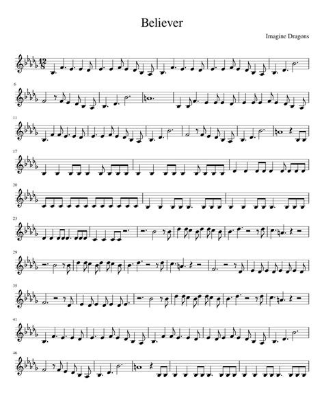 Imagine Dragons Believer Live Cover Sheet Music For Piano