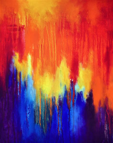 Abstract Artists International Rainbow 4 Original Oil Painting By