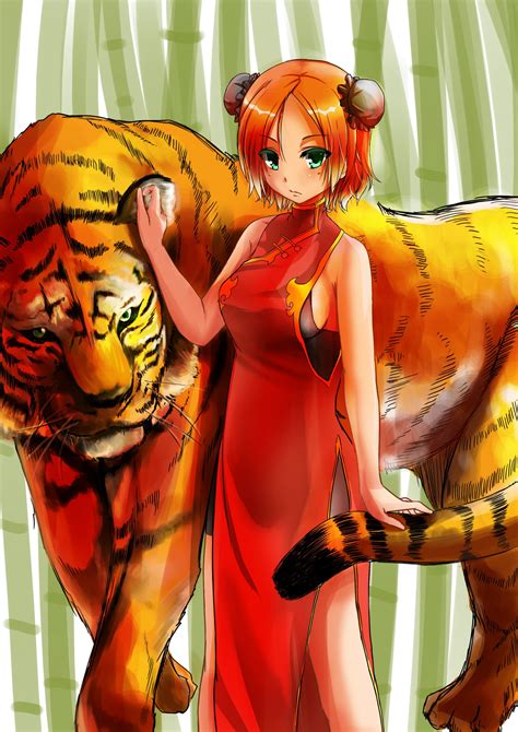 Anime Girl With Tiger