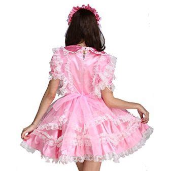 Gocebaby Lockable Sissy Maid Dress Satin Pink Crossdresser Costume