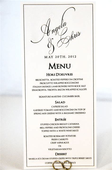 Not everyone loves cake, and it often comes at the. Wedding Menu Card - Tea Length Calligraphy Style with ...