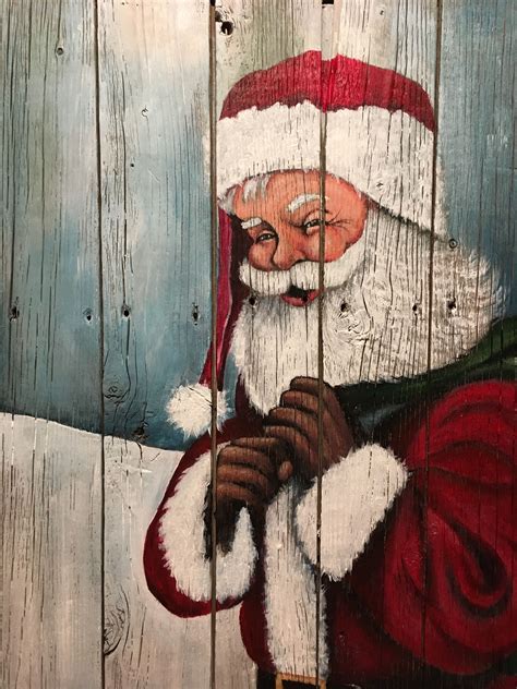 Santa Claus Christmas Barnwood Painting Painting Art Acrylic