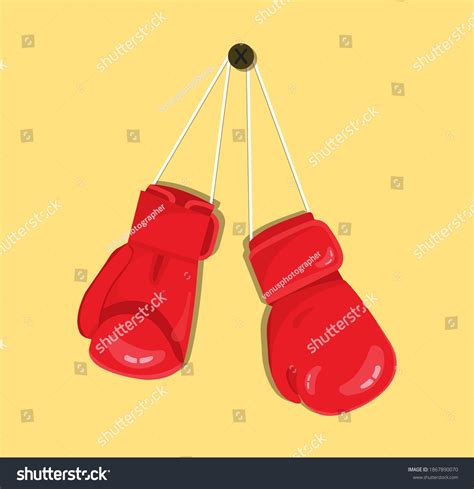 Red Boxing Gloves Hanging On Wall Stock Vector Royalty Free