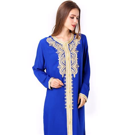 Women Maxi Long Sleeve Long Dress Embroidery Moroccan Kaftan Caftan Jilbab Islamic Abaya Muslim