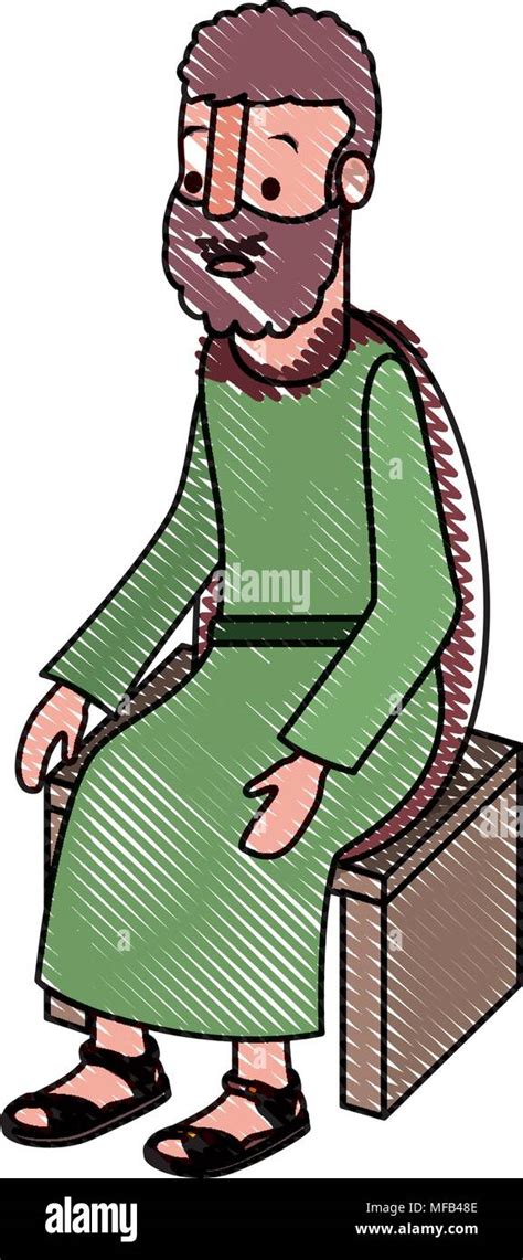 Apostle Of Jesus Sitting On Wooden Chair Stock Vector Image And Art Alamy