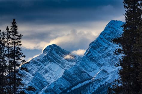 Snow Blowing On Mountain Peaks Canmore Alberta Print Photos By Joseph