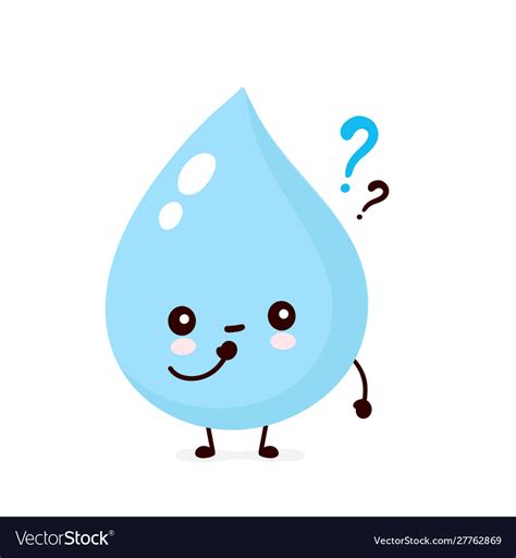 Cute Smiling Happy Water Drop With Question Mark Vector Image
