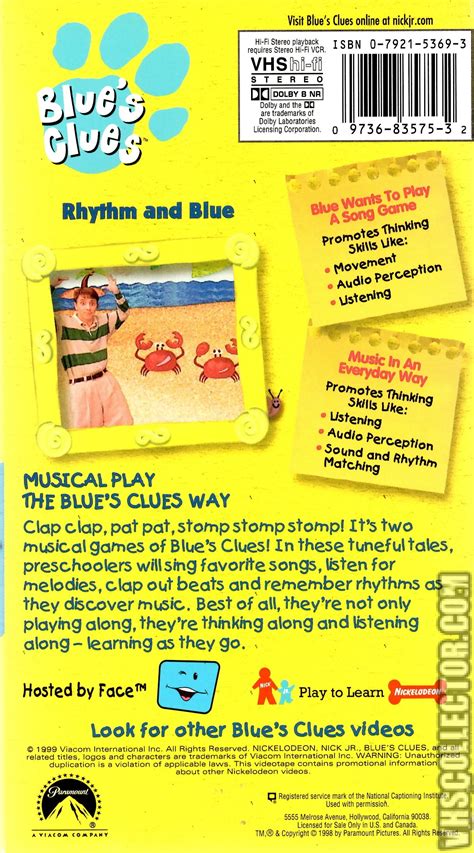 Opening previews to blue's discoveries for will. Blue's Clues: Rhythm And Blue | VHSCollector.com