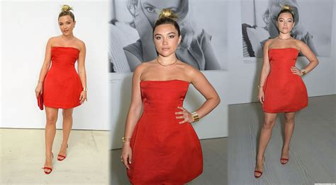 Leggy Florence Pugh Looks Chic In A Red Dress At Art Gallery Event In La 17 Photos Thefappening
