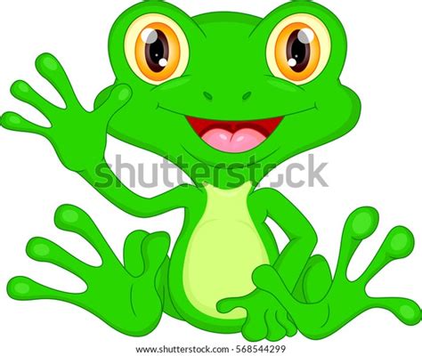 Green Frog Cartoon Waving Stock Vector Royalty Free 568544299