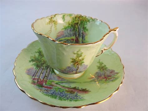 Aynsley England Bone China Cup And Matching Saucer Woodland Scene