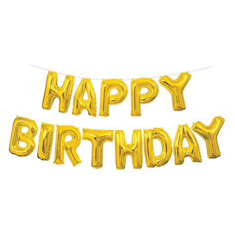 Foil Happy Birthday Letter Balloon Banner Kit Gold 14ft