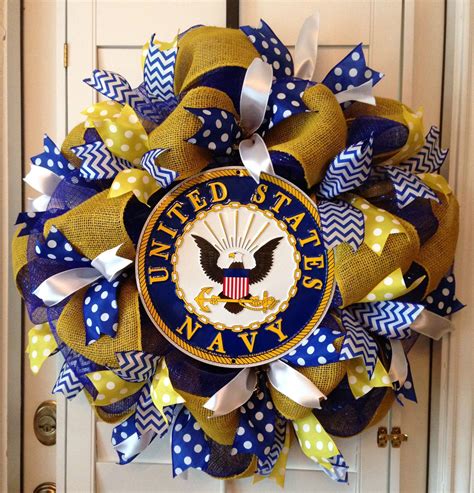 Allmodern.com has been visited by 100k+ users in the past month United States Navy Deco Mesh Wreath - Blue/Gold/White | My ...