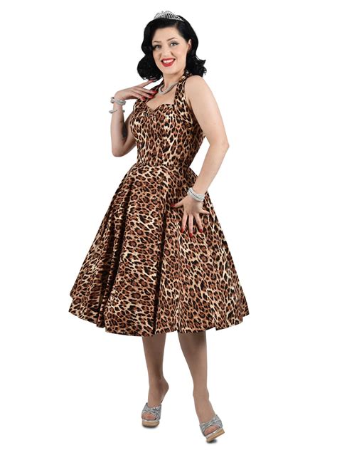 1950s Halterneck Leopard Brown Dress From Vivien Of Holloway