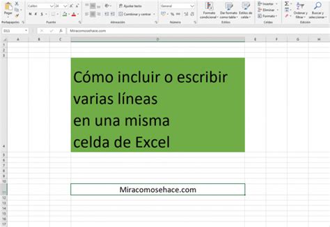 Excel Escribir Varias Lineas De Texto En Una Misma Celda De Excel My