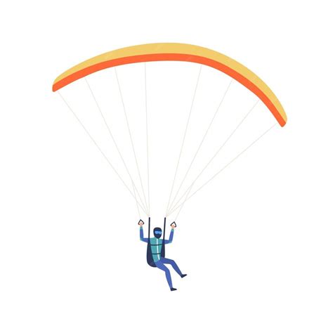 Premium Vector Male Skydiver Flying With Parachute Vector Flat