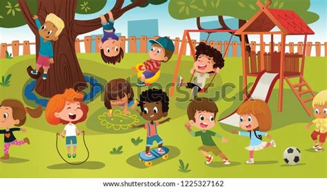 Group Kids Playing Game On Public Stock Vector Royalty Free 1225327162