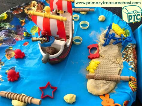 Pirates Themed Sensory Playdough Area Ideas Tuff Tray Ideas