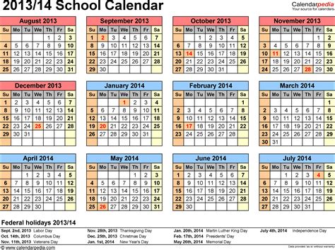 School Calendars 20132014 Free Printable Word Templates