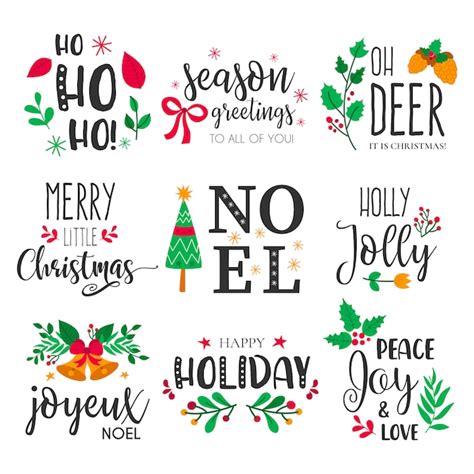 Christmas Badges With Lovely Hand Drawn Elements And Quotes Vector