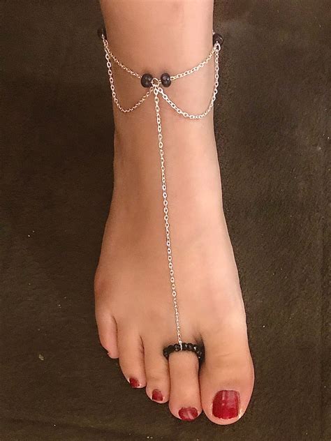 Ankle To Toe Ankle Stretchy Chain Bracelet With Beads Dainty Etsy