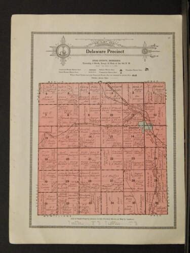 Nebraska Otoe County Map Delaware Precint Township 1917 Y889 Ebay