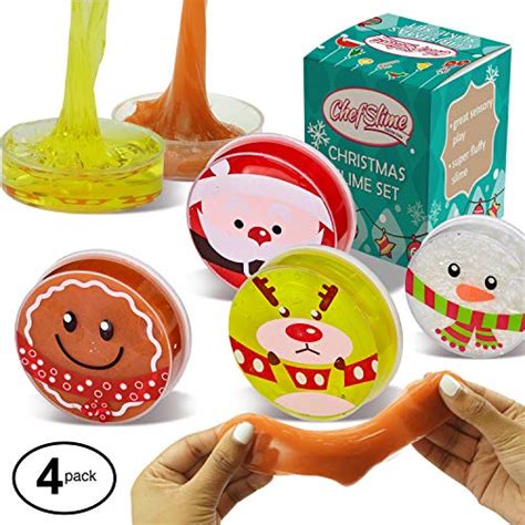 Chefslime Fluffy And Stretchy Christmas Slime Putty 4 Pack Stress