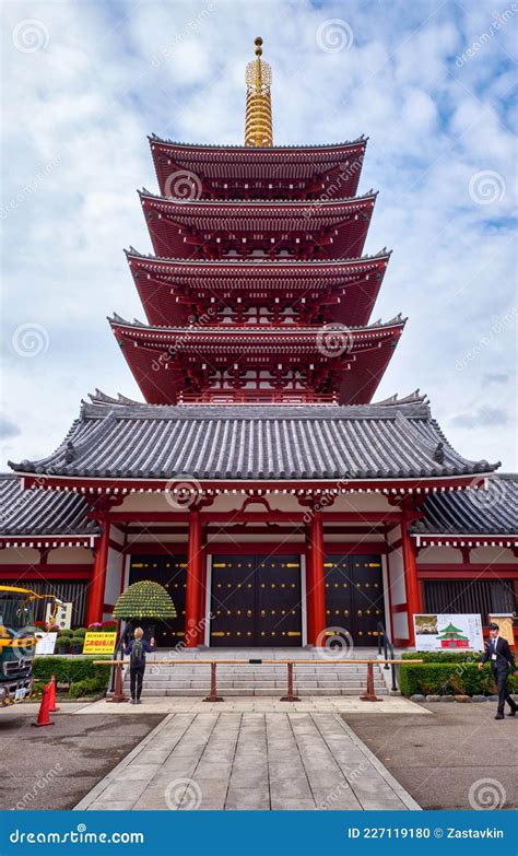 Five Storey Pagoda Of Sensoji Kannon Temple In Asakusa Tokyo Japan