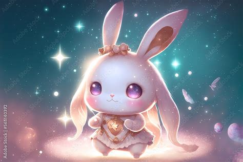 kawaii image of the rabbit during the chinese lunar new year anime style bunny generative ai