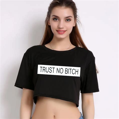 2018 New Crop Top Women Letters Print Short Sleeve Cropped T Shirt